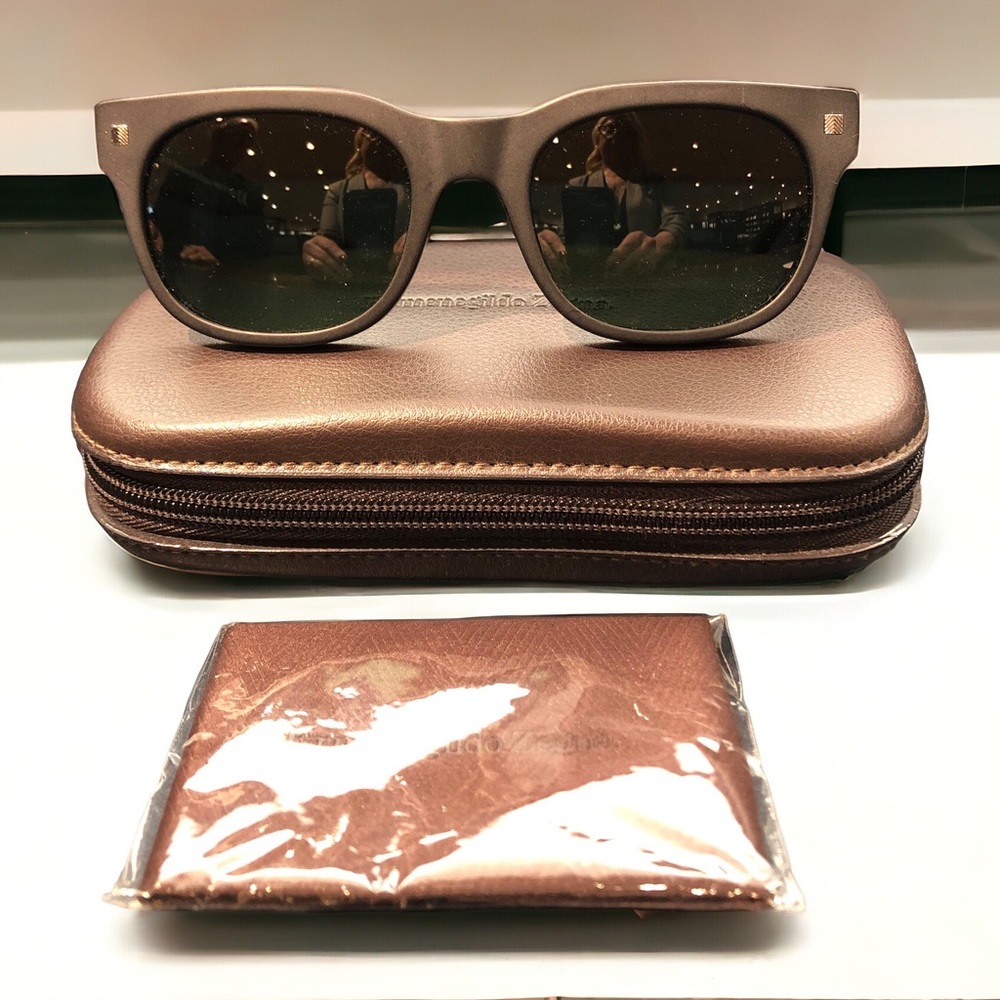 ERMENEGILDO ZEGNA made in Italy men’s black matte sunglasses NWOT w/case
